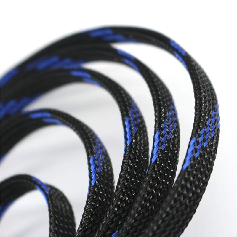 CBAZY 30ft PET Expandable Sleeving Wire Cable Sleeve (1/4", Steel Blue&Black) - Image 4